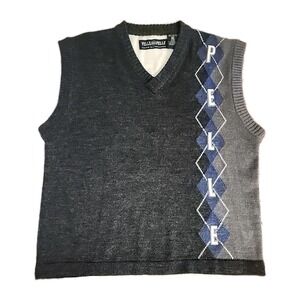 Pelle Pelle Vintage Marc Buchanan Wool Blend Pullover Vest Spell Out XL 90s Gray